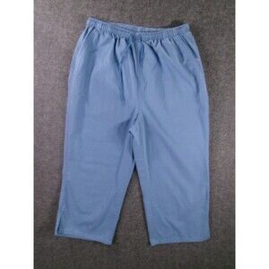 Paradise Bay Pants Women 12 Blue Capri Summer Resort Beachy Causal Drawstring